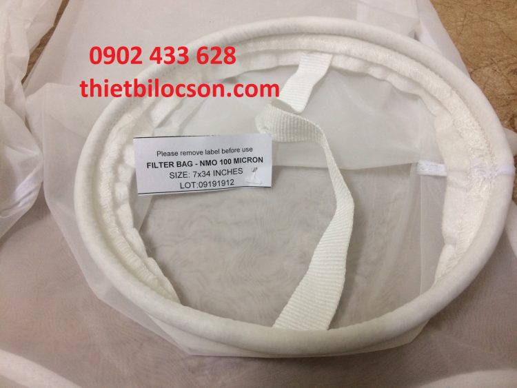 Túi lọc vải NMO size 2 100 micron vòng miệng inox 