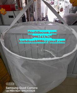 Túi lọc vải lưới NMO 300 micron miệng inox đáy trụ