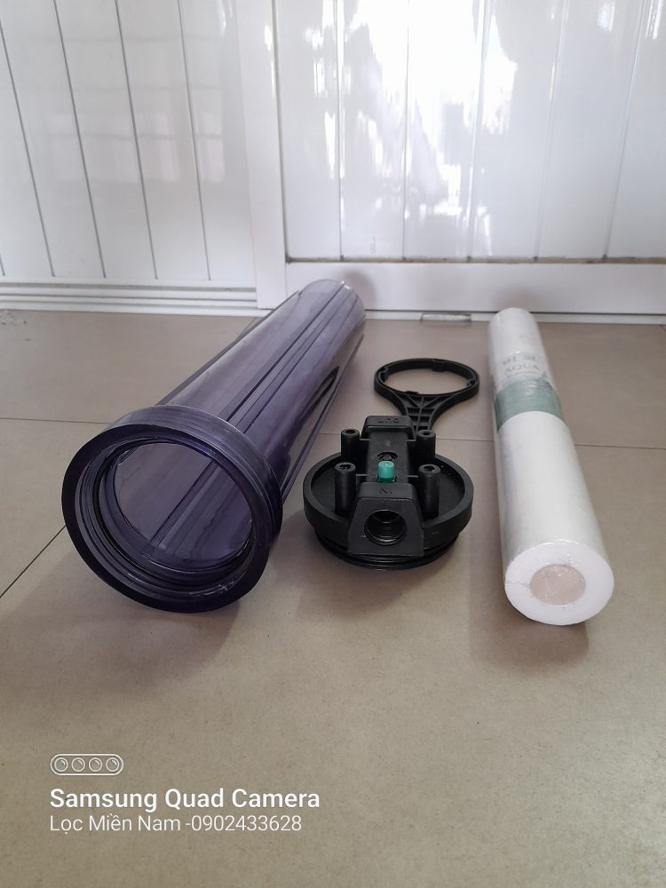 Cốc lọc 20inch trong có gắn bas treo