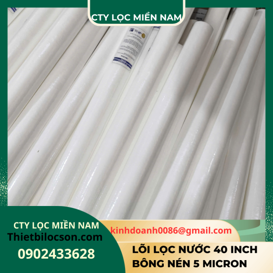 Lõi Lọc Nước PP 40 Inch Bông Ép 5 Micron – Lọc Thô Bùn Đất, Rỉ Sét